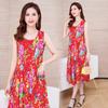 Vestido Floral de Algodón Seda para Mujer Verano Nuevo Talla Grande mm para Adelgazar Largo Medio Falda de Playa Algodón Artificial Falda de Vuelo Amplia
