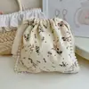 Bolsa de Algodón con Cordón y Encaje Floral Estilo Ins para Almacenamiento Categorizado, Organización del Hogar, Bolsa a Prueba de Polvo, Conveniencia de Viaje