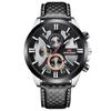 2021 Reloj Multifuncional Impermeable para Exteriores Seis Manecillas Calendario para Hombre Deportivo Correa de Cuero para Hombre Esfera Grande Luminosa Cuarzo