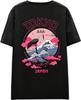 Playera Gráfica de Manga Corta con Estampado Japonés para Hombre - Casual Cuello Redondo