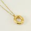 Colar em Aço Inoxidável Banhado a Ouro 18K com Pingente de Letras Bolha Europeu e Americano Estilo Ins Inglês para Mulheres 520 Presente