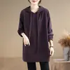 Foto Real do Novo Moletom com Capuz de Outono e Inverno Cor Lisa Solto Tamanho Grande Camiseta Estilo Coreano Casual Manga Longa Top para Mulheres