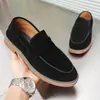 AH02 Zapatos de Hombre de Moda Mocasines de Piel Genuina Slip-On Gamuza Transpirables Suaves Mocasines Casuales de Negocios para Hombre