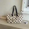Bolsa de Lona con Lunares Estilo Coreano para Mujer 2026 Nueva Moda Versátil Gran Capacidad Bolsa de Viaje Bolso de Mano Bolso de Hombro