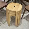 Bancos de Madeira Maciça Pura, Empilháveis, para Uso Doméstico, Bancos Redondos Minimalistas Modernos, Bancos Moinho, Cadeiras de Jantar, Bancos de Jantar Resistentes da Moda