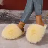 Pantuflas de felpa mullida de color liso para talla grande de Amazon, suela suave, punta cerrada de invierno, para el hogar, cálidas, pantuflas de algodón multicolor