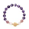 Pulsera Sencilla Elegante Natural de Amatista para Mujer Pulsera Regalo Transportista Pulsera de Bola Hueca de Amatista Personalización