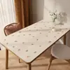 Toalha de mesa à prova d'água e óleo, sem lavagem, com textura de couro sintético, toalha de mesa de PVC com estampa de comida de desenho animado para casa, protetor de toalha de mesa