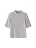 Nova Camiseta Feminina de Verão com Manga de Cinco Pontos Respirável Elástica que Absorve a Umidade Top de Manga Curta 13053