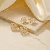 Pendientes de Trébol de Cuatro Hojas con Microincrustaciones de Circonita Sense Avanzado Moda Nuevo Estilo Japonés y Coreano Celebridad de Internet Combinación Perfecta Pendientes de Marca de Moda Accesorios para Orejas