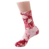 Calcetines Multicolores Tie-Dye de Media Pantorrilla para Mujer, Calcetines de Algodón con Estampado de Tinta Vintage, Calcetines Suaves de Estilo Urbano de Moda para Regalo Deportivo