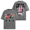 Camiseta de manga corta lavada estampada de hip-hop americano transfronterizo Juice wrld Cuello redondo holgada casual Sudadera con capucha para hombre