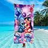 Nueva Toalla de Playa Serie Dibujos Animados Stitch, Toalla de Baño Infantil Estampada de Fibra Ultra Fina, Toalla para Vacaciones en la Playa al Aire Libre