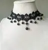 Accesorios Temáticos Oscuros para Adultos, Gargantilla de Encaje Negro, Joyería de Cristal, Cadena para Clavícula Hecha a Mano, Collar Peculiar para Cosplay