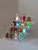 Estante de exibição em degraus para sala de transmissão ao vivo Estante de exibição para alimentos de calorias zero Estante de armazenamento de bebidas e álcool Mesa de exibição acrílica Estante de exibição de mercadorias