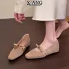 Sapatos Femininos Mary Jane Aumentadores de Altura Estilo Chanel Nova Coleção Primavera/Verão 2026 Sapatos Confortáveis Slip-On de Solado Macio