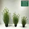 Planta verde artificial de lavanda en maceta, pasto de junco, pasto de cebolla artificial, planta artificial para decoración de paisajes, plantas verdes artificiales