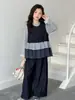 Conjunto de moda para niñas, nuevo estilo otoño 2026, conjunto de tres piezas para niños mayores estilo coreano: camiseta básica, chaleco, pantalones de pierna ancha para primavera y otoño