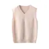 Colete de lã pura sem mangas com gola V para outono e inverno, menino menina, colete suéter de cashmere, peça de outer wear para criança de porte médio a grande