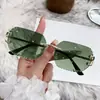 Nuevas gafas de sol Kajia estilo ins sin montura con borde cortado, gafas poligonales de moda europea y americana para celebridades de internet para mujer, gafas de alta gama