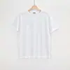 Serie Casual para el Hogar Sfe006 Camiseta Clásica de Manga Corta Holgada para Hombre y Mujer Mezcla de Algodón de Fibra Larga y Cáñamo
