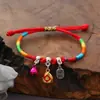 Festival del Bote del Dragón zongzi pulsera tejida a mano estilo nacional cuerda roja cuerda colorida aleación conejo pulsera de mano pequeños regalos al por mayor