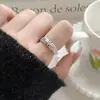Anel Aberto Minimalista Estilo Coreano com Zircônia em Forma de Estrela e Acabamento Escovado para Mulheres, Luxo Leve, Elegante, Fashion, Tendência, Joia de Dedo Versátil
