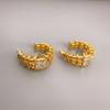 Moda Nova Japonesa e Coreana Estilo Luxo Leve Dourado em Forma de C Brinco de Prata S925 com Pino Diamante Brincos de Alta Textura Atacado
