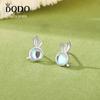 S925 Prata Esterlina Bonito Lady Moonstone Coelho Brincos Doces Pequenos Brincos De Orelhas De Coelho Ano De Vida Do Estudante