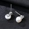 Pendientes de perla de circón PAG & MAG plata 925 nuevos coreanos compactos simples para mujer pendientes de perla de plata de ley pendientes