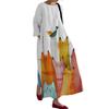 Outono 2025 Novo Moda Feminina Amazon Solto Gola Redonda Alto Padrão Impressão 3D Transfronteiriço Europeu e Americano Vestido