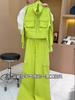 Traje Casual Verde Dopamina de Primavera Temprana para Mujer 2025 Chaqueta de Trabajo de Primavera Pantalones de Pierna Ancha Conjunto de Dos Piezas
