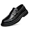 Comercio Exterior Venta al por Mayor Zapatos de Cuero de Moda para Hombre, Tendencia Primavera y Otoño Versátiles Transpirables Suela Suave Slip-On Zapatos Casuales de Cuero para Hombre