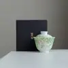 Mingzhishan Zhi Yuni Ci Yuzhi Muyan Gaiwan, Tigela de Chá de Parede Fina com Flor de Glicínia Pintada à Mão, Conjunto de Chá Kung Fu com Tampa