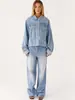 Estilo Europeo y Americano Transfronterizo Temu Solapa Cómoda Casual Chaqueta de Mezclilla para Mujer Chaqueta de Mezclilla para Mujer