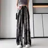 Pantalones Anchos Tie-Dye con Tinta para Primavera y Verano para Mujer Casual Estampado de Leopardo Seda de Hielo Estilo Étnico Sueltos Pantalones de Seda Hielo y Nieve Pantalones Casuales