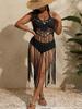 Nuevo Vestido de Tirantes con Lentejuelas y Empalme Transfronterizo Europeo y Americano para Mujer de Talla Grande, Vacaciones, Flecos Largos, Cubre Bikini