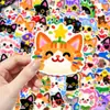 144 Piezas Lindos Dibujos Animados Color Dopamina Gatito con Forma Pegatinas Kawaii Gato Divertido Decoración para Diario Pegatinas DIY