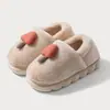 Chinelos de Algodão Femininos com Salto 2026 Nova Coleção Outono/Inverno para Casa com Solado Grosso Plush Quente Sapatos para Maternidade