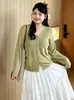 Jaqueta fina versátil de cor sólida para mulheres plus size, top casual, cardigã de malha solto outono 2026 para senhoras plus size