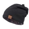 Chapéu de lã forrado com fleece para casal de inverno, touca fechada para cabeça grande de homem, chapéu de tricô com forro de fleece espesso para primavera e outono, chapéu para frio