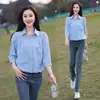 Camisa Rosa para Mujer 2025 Nuevo Estilo Otoño Petite Manga Tres Cuartos Top Moda de Alta Gama Camisa de Manga Media