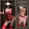 Churui Lencería Sexy Pura Tentación de Encaje Mono Femenino Sexy Pierna Abierta Uniforme de Encaje Transparente Pijama 6606