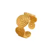 Anillo Abierto de Hojas de Ginkgo Amarillo Dorado de Otoño Más Vendido Transfronterizo Exquisito Acero Inoxidable Lujo Ligero Anillo de Parche Redondo de Flor