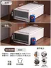 Caixa Organizadora de Mesa para Escritório Tipo Gaveta Estação de Trabalho Organizador de 4 Pastas Caixa Organizadora Transparente Empilhável com Porta-Objetos