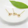 Accesorios DIY con aretes de cuentas redondas con anillo Pendientes de tallo de frijol de cobre puro coreano chapado en oro real Accesorios para aretes hechos a mano
