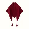 Xale triangular de cashmere com franjas feito à mão para mulheres, novo estilo outono/inverno, multifuncional, quente e fornece proteção para o pescoço. Novo estilo outono/inverno
