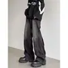 Pantalones de trabajo retro americanos nuevos de primavera para hombre, holgados, rectos, de pierna ancha, a la moda, retazos, casuales, largos hasta el suelo, pantalones plisados