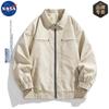 Marca NASA Otoño e Invierno 2024 Chaqueta Aviador Americana Vintage con Solapa Abrigo de Cuero