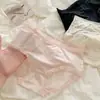 Calcinha de renda transparente com laço para mulheres, cintura média, desejo puro francês, feminina, de seda acetinada e malha, cueca sexy